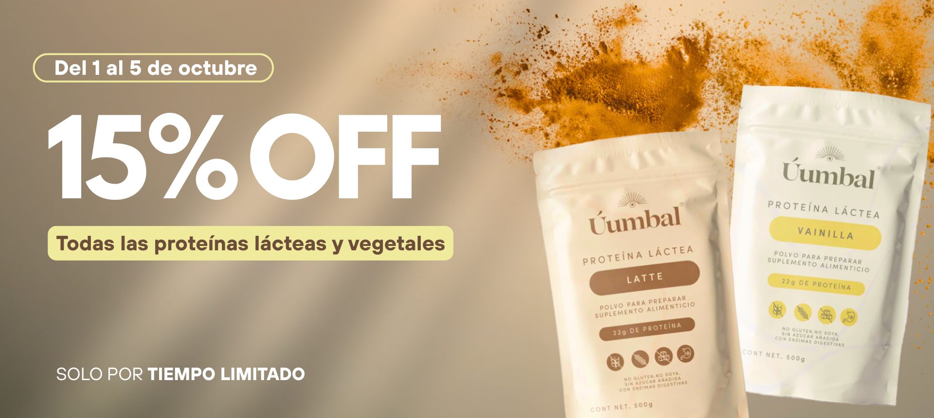 15% OFF en Proteínas Vegetales y Lácteas