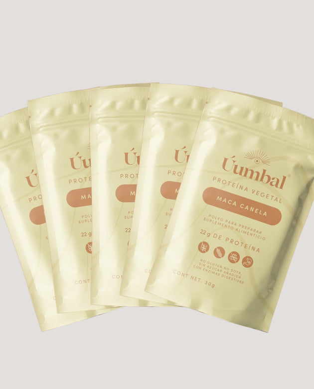 KIT 5 SACHETS PROTEÍNA VEGETAL MACA CANELA